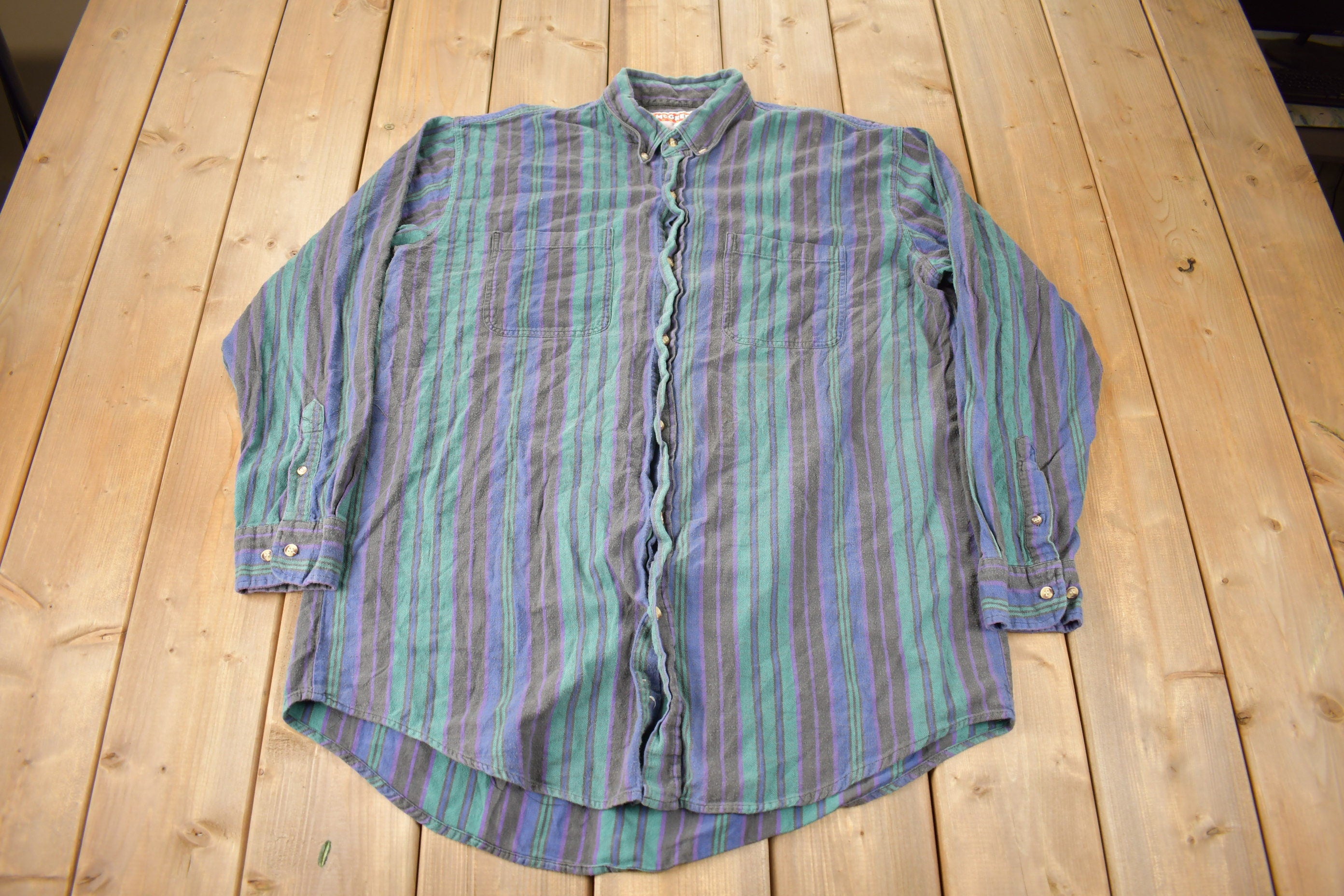 Vintage 1990s McGregor Classics Striped Button Up Shirt Size XLT