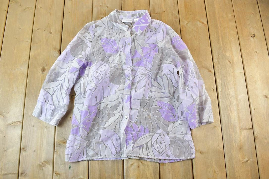 Vintage 1990s Alfred Dunner Floral See Through Button Up Shirt