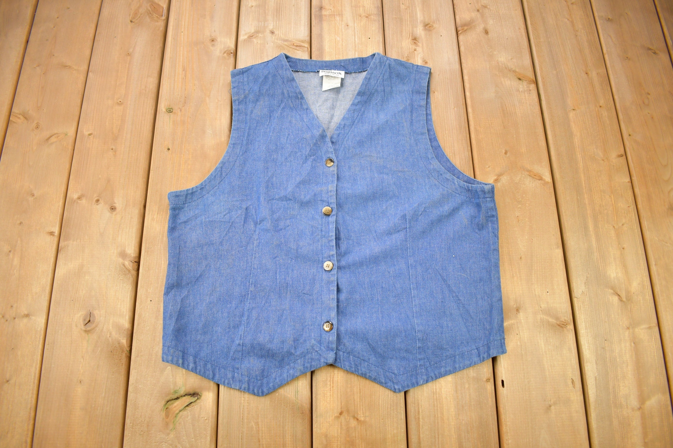 Vintage 1990s Bon Worth Blank Button Up Vest Shirt