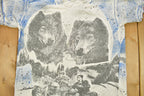 Vintage 1990s All over Print Motorcycle Wolf and Biker Graphic T-Shirt