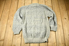 Vintage 1990s Hand Made Wool 3D Cable Knit Crewneck Sweater