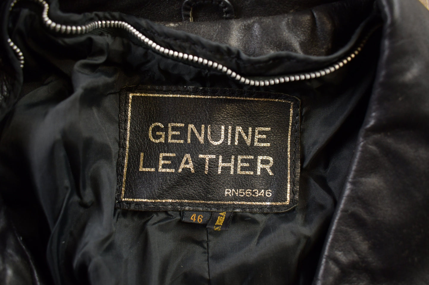 Vintage 1980s Genuine Leather Jacket / Fall Outerwear / Leather Coat / Winter Outerwear / Streetwear Fashion / Trench Coat