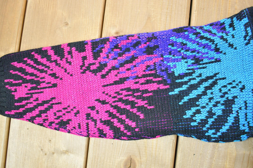 Vintage 1990s Enchante Fireworks Neon Sparkle Knit Crewneck Sweater  90s Crewneck  Made In USA  Preppy Knit