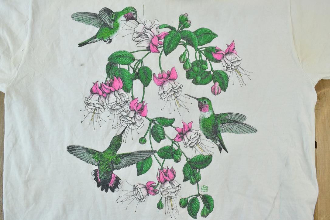 Vintage 1990s Hummingbird Button Up Shirt