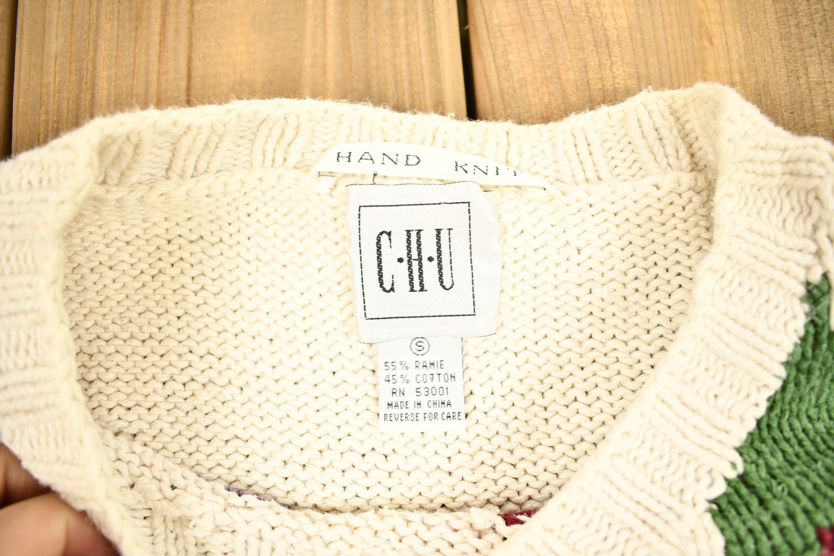 Vintage 1990s Hand Knitted All Over Graphic Crewneck Sweater