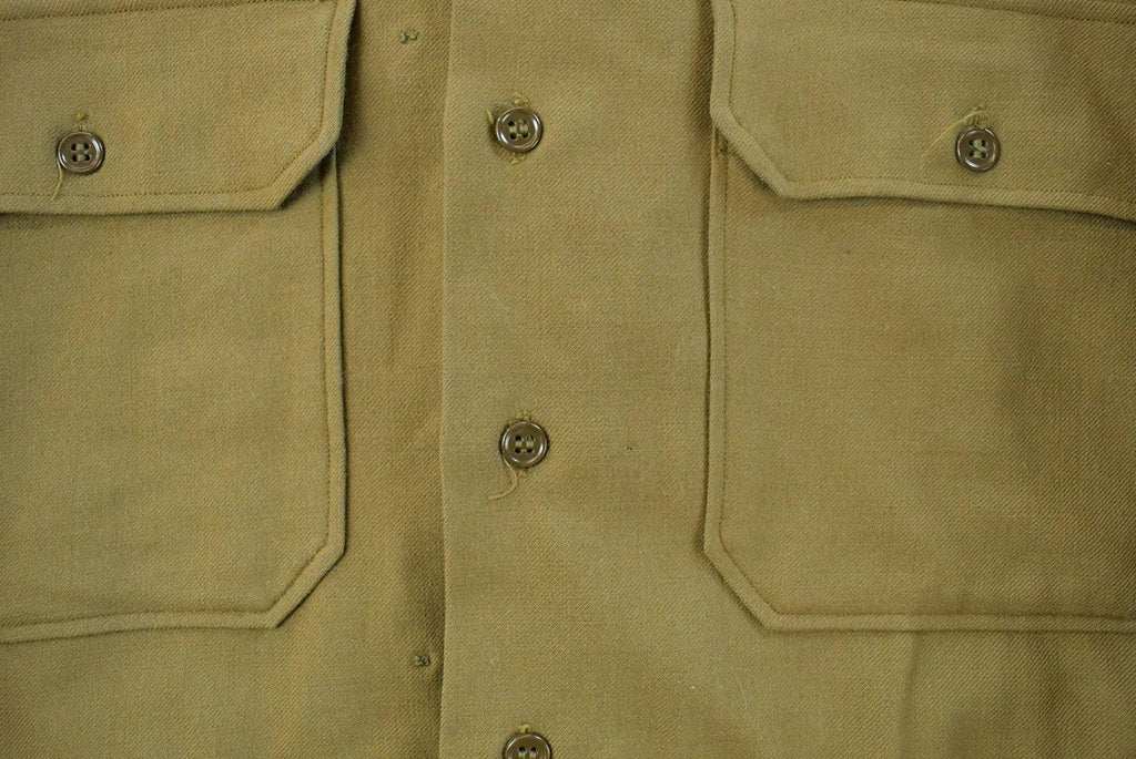 Vintage 1940s WW2 Military Air Force Wool Button Up Infantry Field Shirt Men's S /