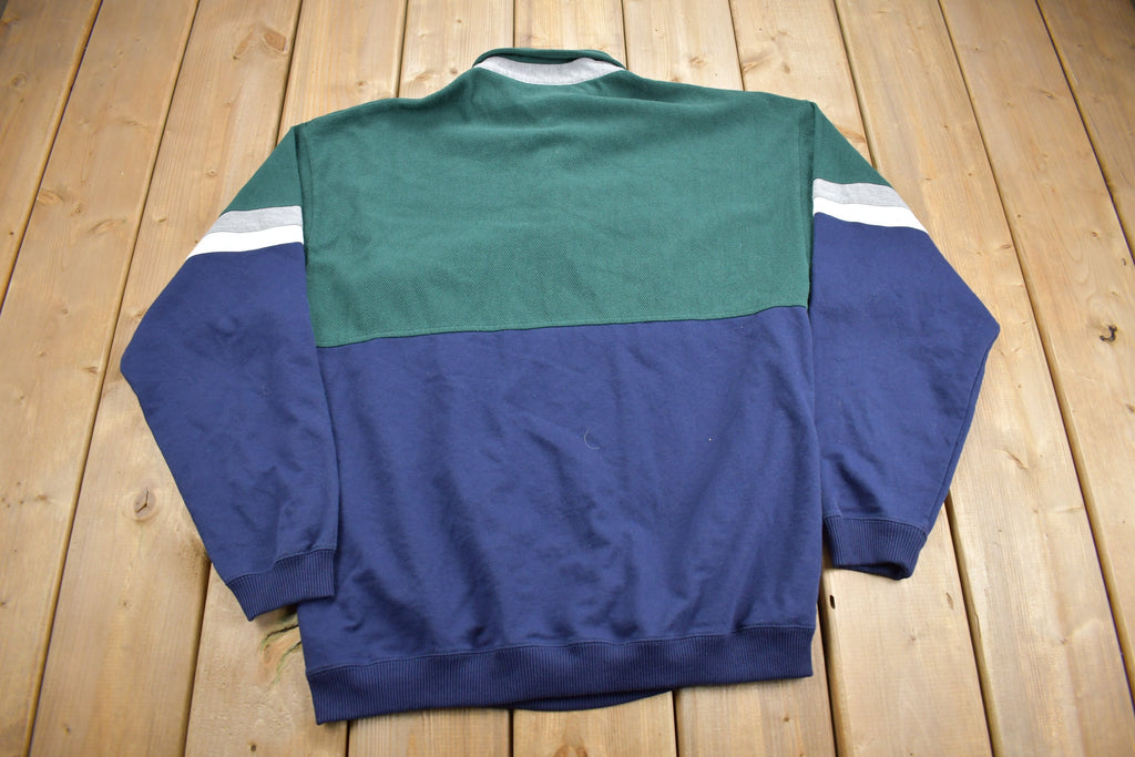 Vintage 1990s Safe Harbor Quarter Button Striped Sweatshirt