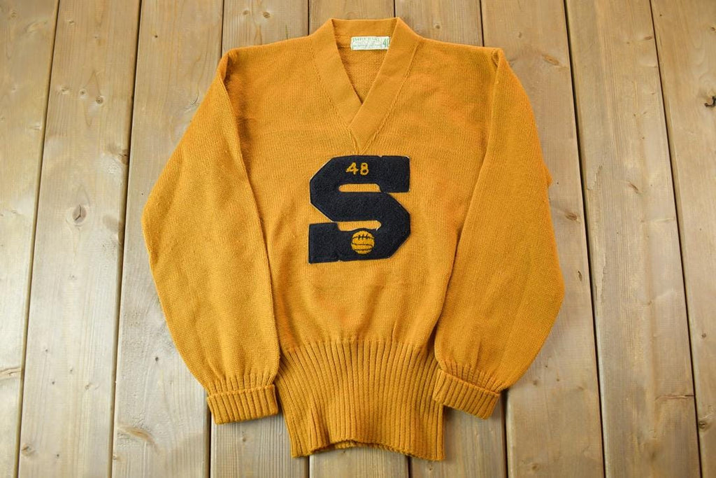 Vintage 1948 Imperial Athletic Knitwear S Basketball Knit University Collegiate V Neck Sweater