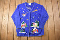 Vintage 1990s The Quacker Factory Christmas Theme Knit Cardigan  Vintage Cardigan  Button Up  Abstract Pattern  All Over Print