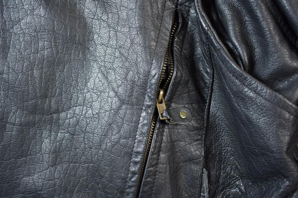 Vintage 1990s Leather Motorcycle Padded Biker Jacket