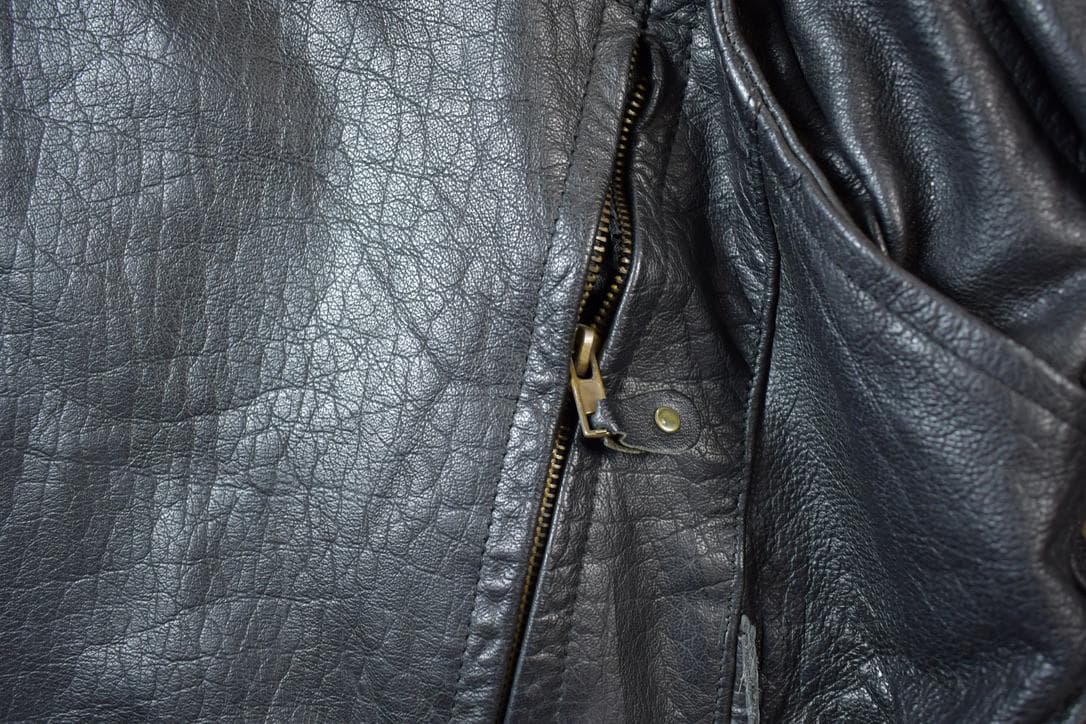Vintage 1990s Leather Motorcycle Padded Biker Jacket