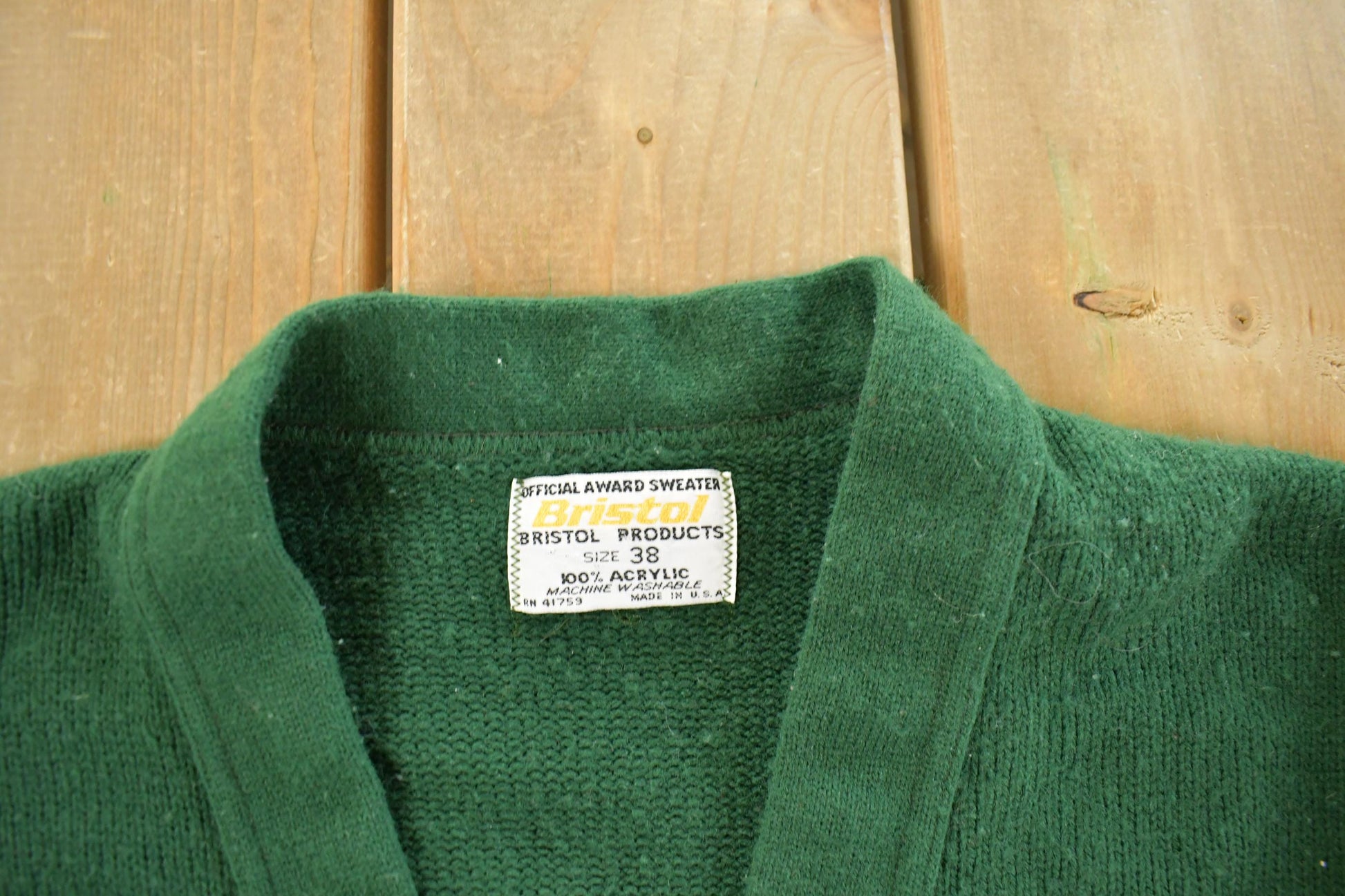 Vintage 1950s Bristol Collegiate Sportswear Knit Cardigan Sweater Men's Medium