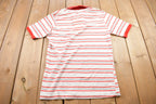 Vintage 1990s Striped Polo Collared T Shirt