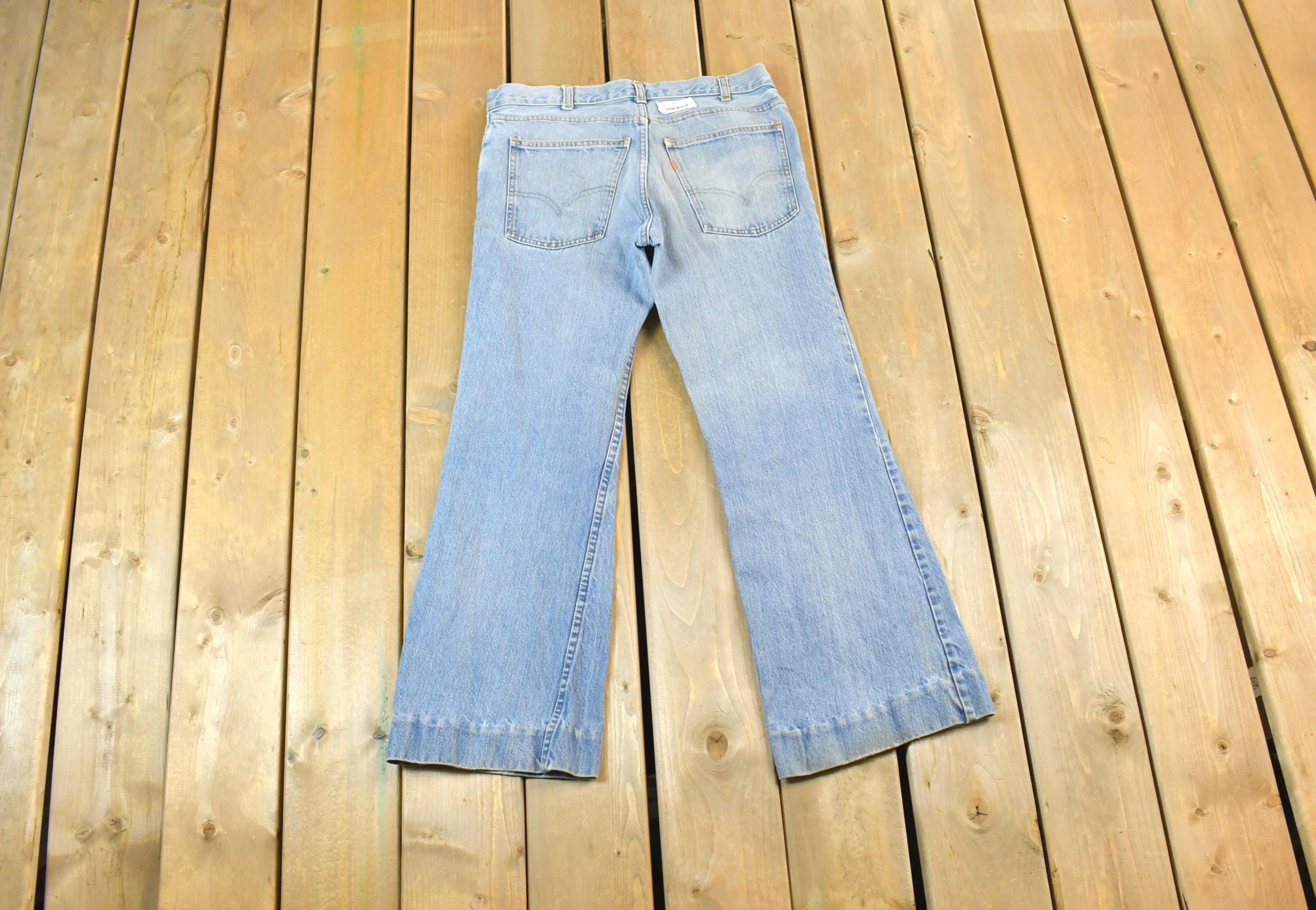 Vintage 1990s Levi Strauss Orange Tab Denim Bell Bottom Wide Leg Jeans Size 32 x 27