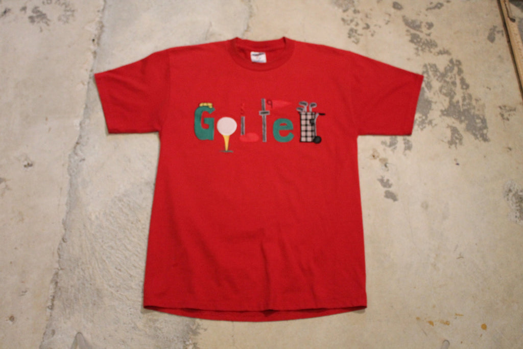 Vintage 1990s Golfer Graphic Golfing Theme T Shirt