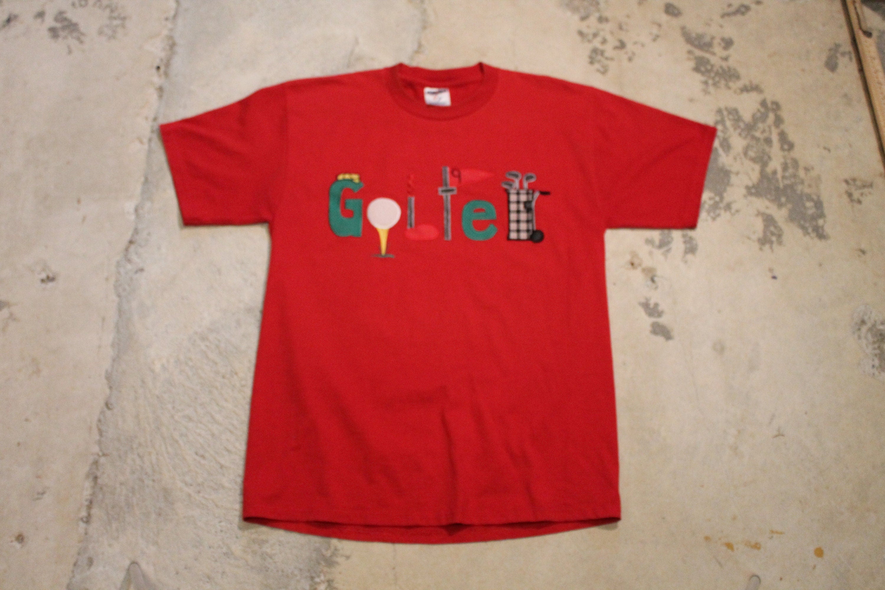 Vintage 1990s Golfer Graphic Golfing Theme T Shirt