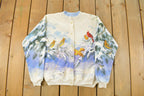 Vintage 1990s Cute Bird Graphic Cardigan Sweatshirt Women's S