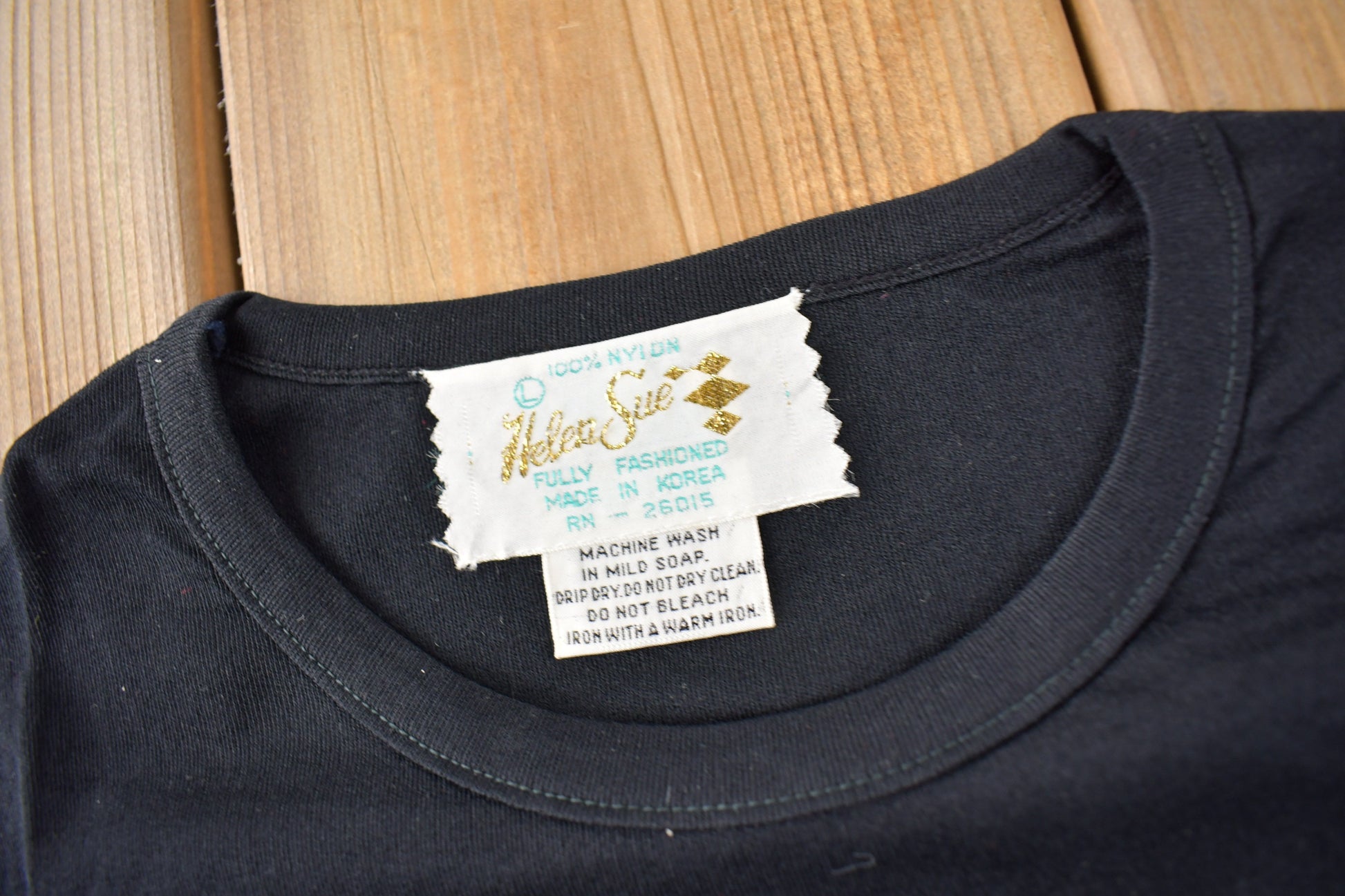 True Vintage 1960s Deadstock Helen Blank Black Nylon T Shirt