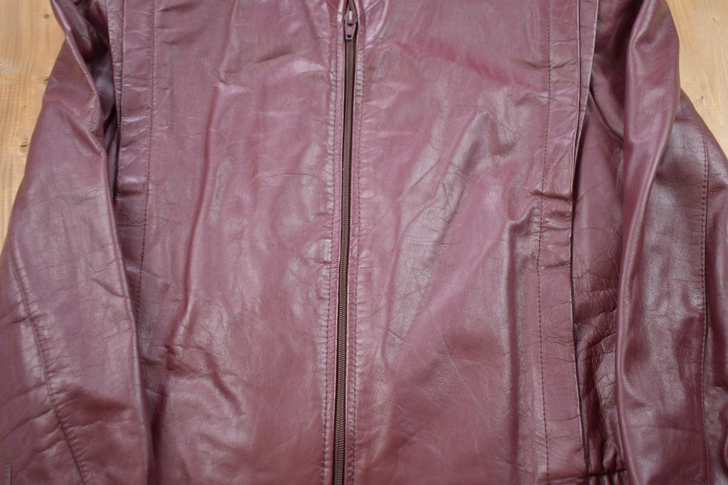 Vintage 1990s Woman's Bernman's Leather Full Zip Short Jacket