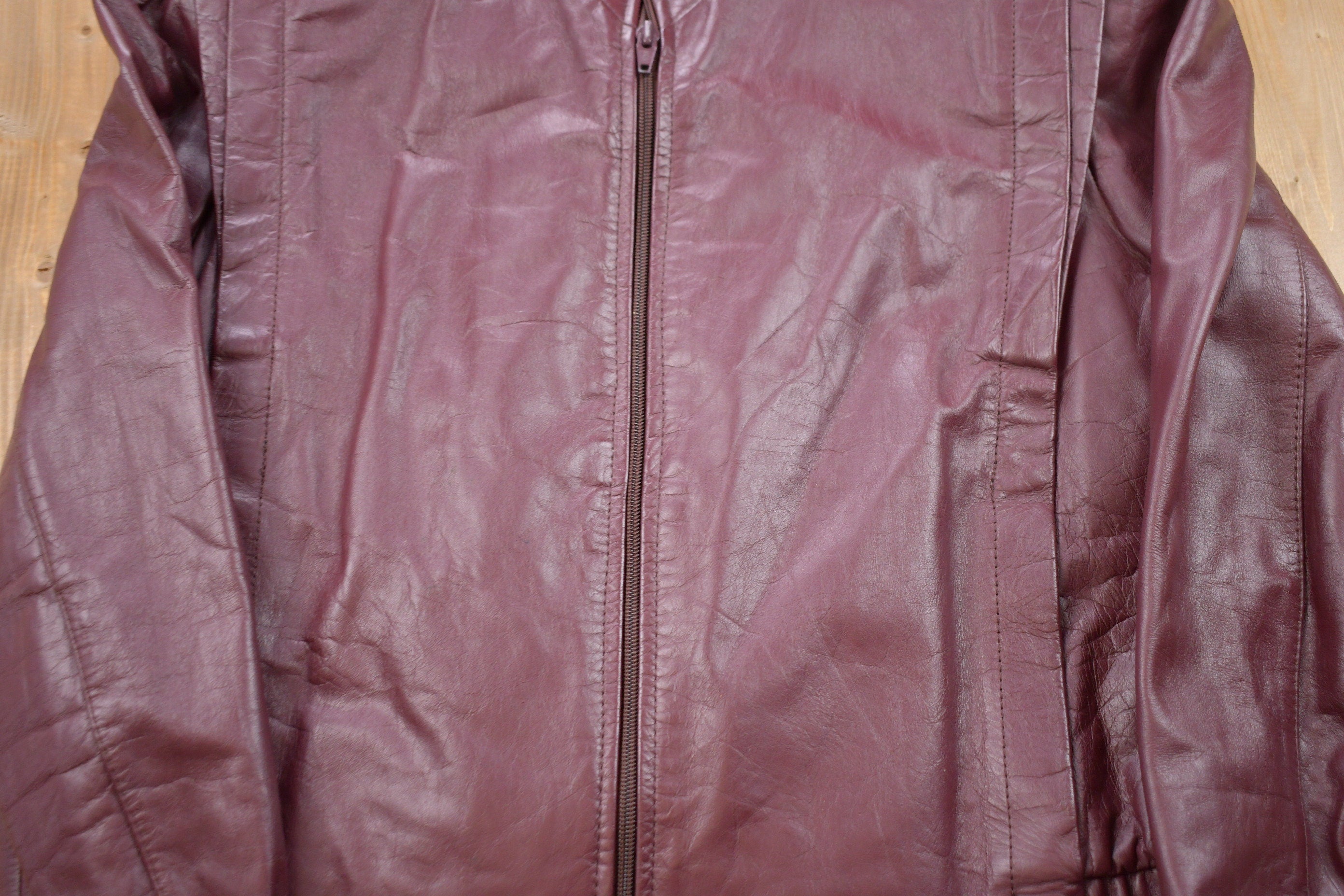 Vintage 1990s Woman's Bernman's Leather Full Zip Short Jacket