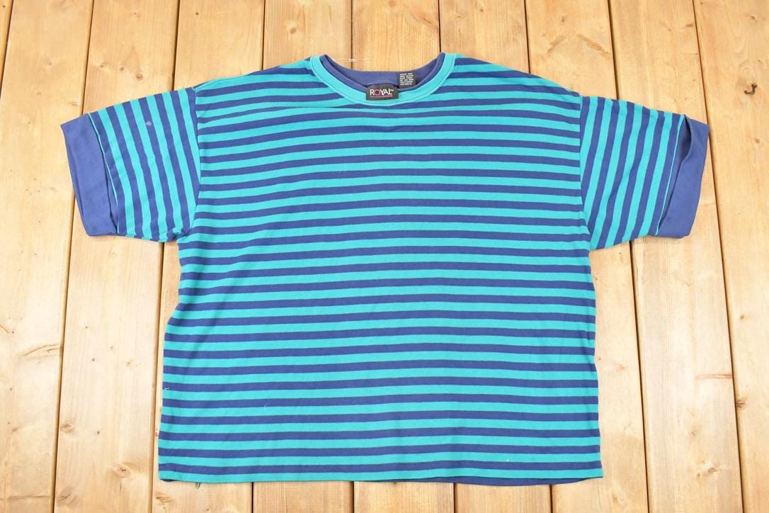 Vintage 1990s Royal Design Souvenir Striped T-Shirt Women's XL