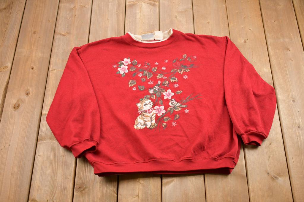 Vintage 1990s Cute Kitten Animal Print Crewneck