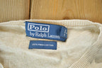 Vintage 1990s Polo By Ralph Lauren 100% Pima Cotton Knit Tan Crewneck Sweater