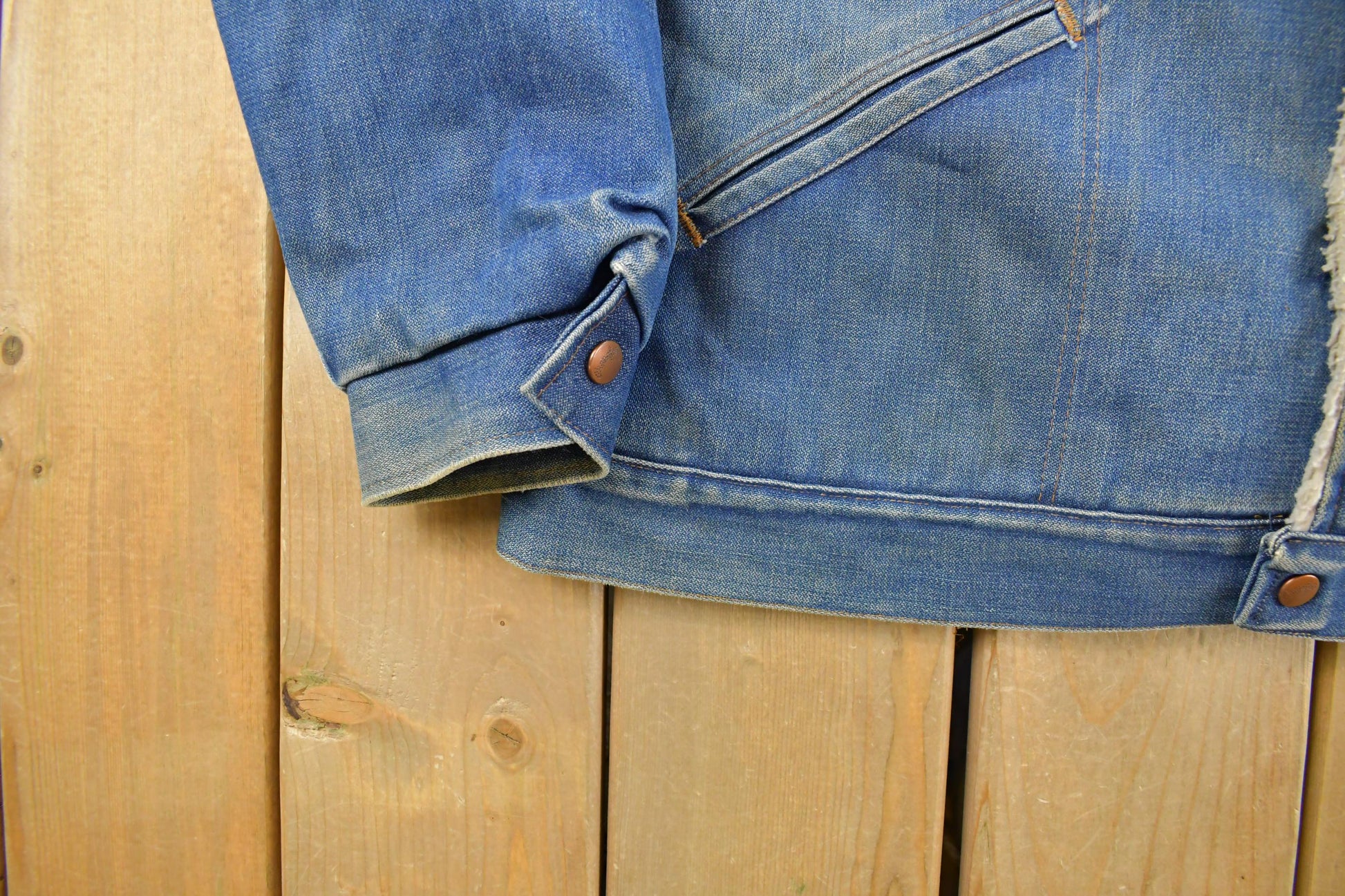 Vintage 1970s Wrangler Sherpa Lined Denim Jean Jacket Men's 2XL