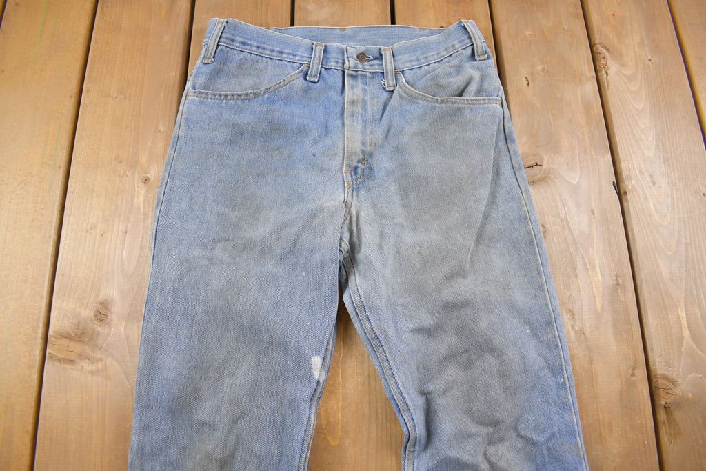True Vintage 1970's Plain Pocket's Flared Distressed Blue Jeans 30 x 29