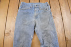 True Vintage 1970's Plain Pocket's Flared Distressed Blue Jeans 30 x 29