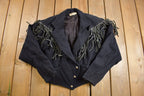 Vintage 1980s G4000 Wool And Leather Johnathan Stevens Western Fringe Jacket
