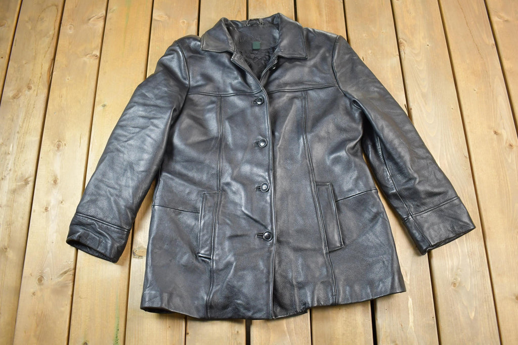 Vintage 1990s Danier Mens Full Length Heavy Leather Coat