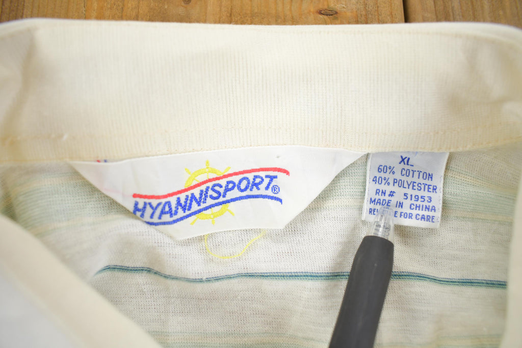 True Vintage 1980s Hyanni Sport Striped Quarter Button Up Shirt