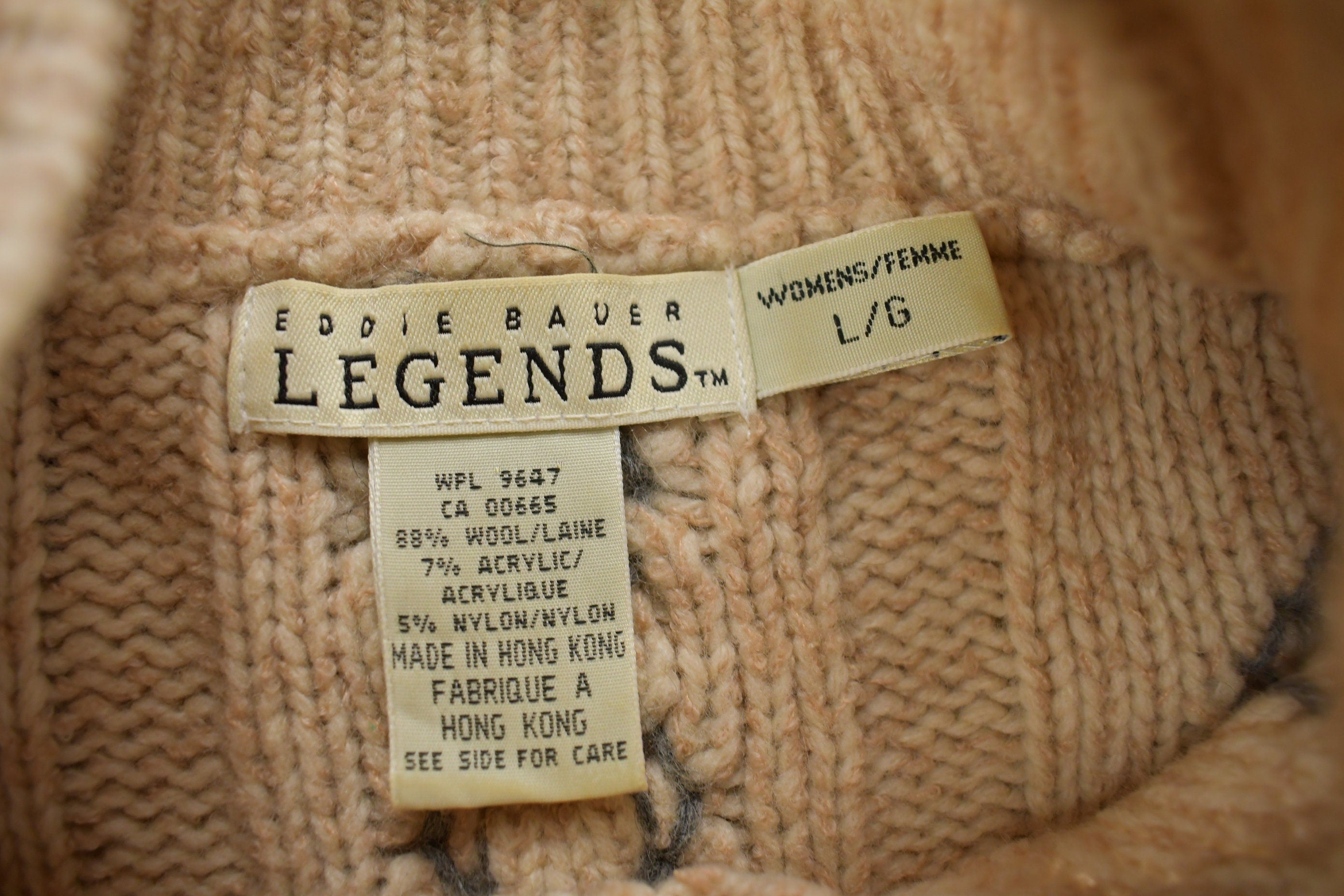 Vintage 1990s Eddie Bauer Legends 3D Cable Knit Sweater  Vintage 90s Crewneck  Abstract Patterns  Wool Sweater