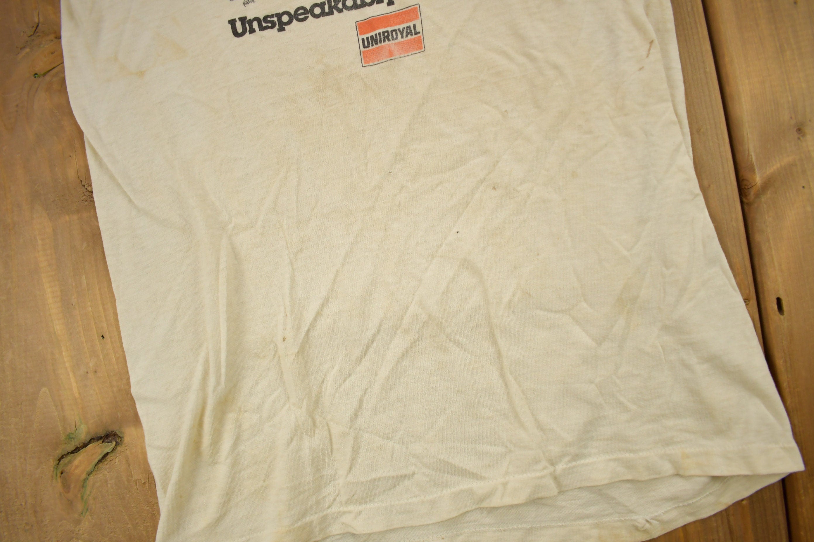 Vintage 1980s Uniroyal Unspeakably Tough Tires Graphic T Shirt