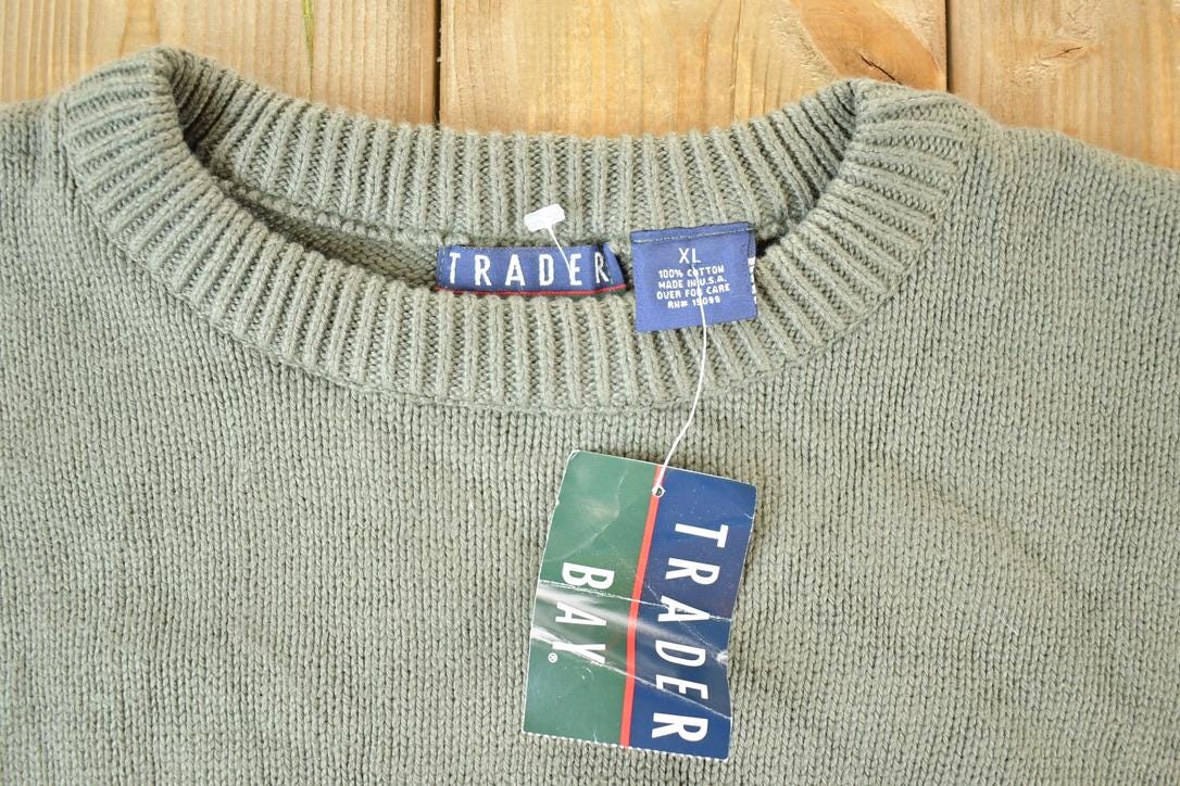 Vintage 1990s Deadstock Trader Bay Knit Abstract Pattern Crewneck Sweater