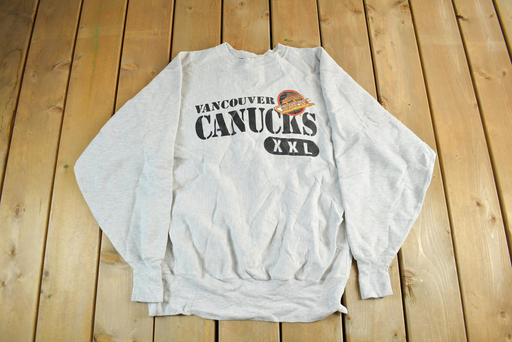 Vintage 1990s Vancouver Canucks NHL Champion Reverse Weave Crewneck Sweatshirt Men's XL