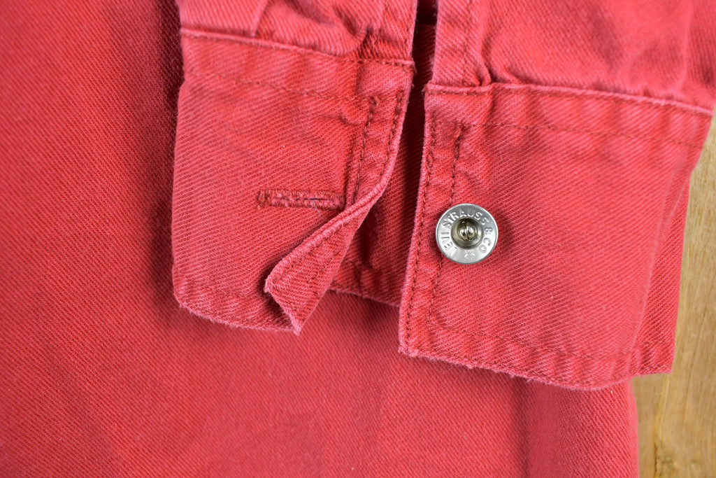 Vintage 1990s Levis Red Denum Button Up Shirt