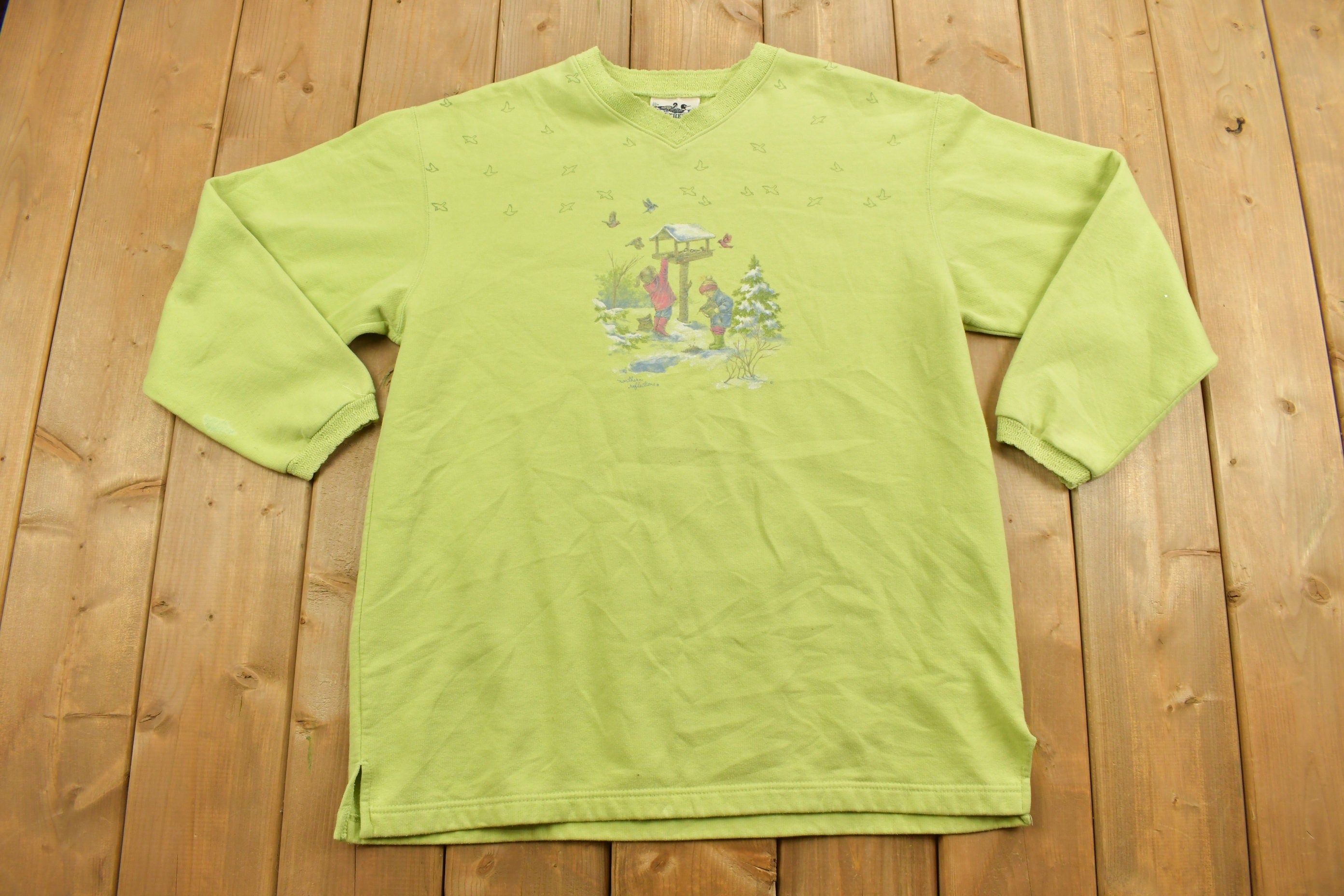 Vintage 1990s Northern Reflections Green Holiday Crewneck Sweater