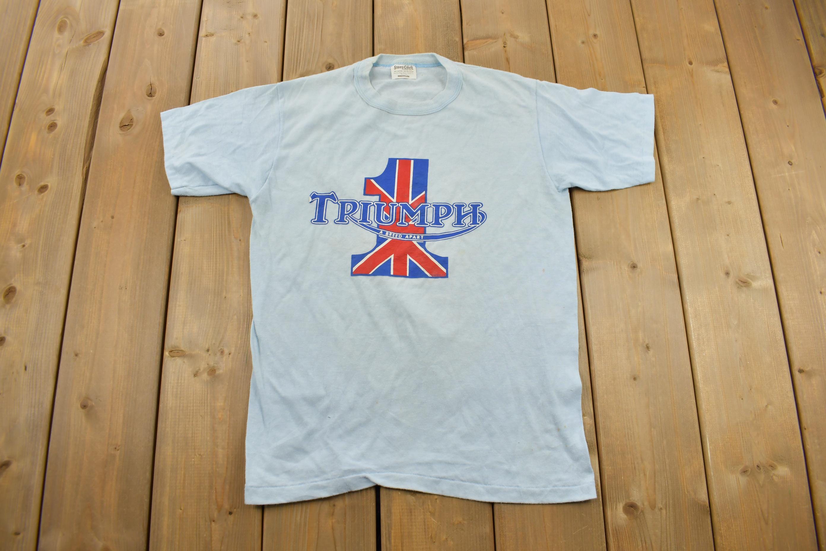 Vintage 1980s Triumph Motorcycles Single Stitch Graphic T-Shirt Made In USA