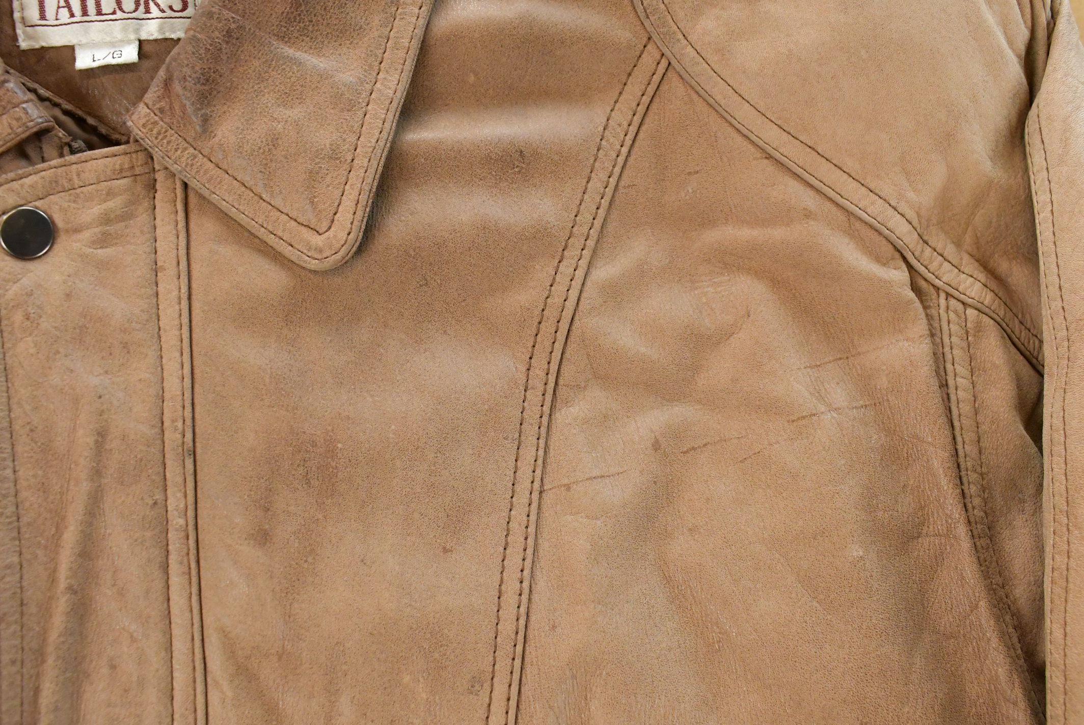 Vintage 1990s Tip Top Tailors Leather Bomber Flight Jacket Men's Large
