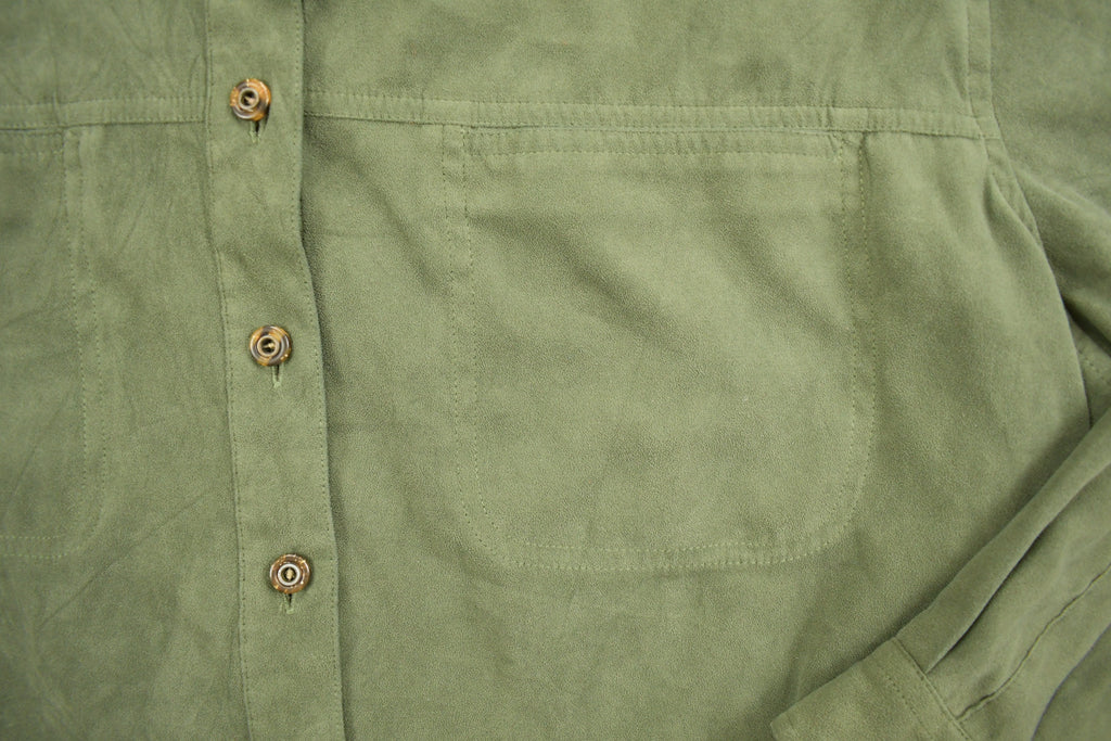 Vintage 1990s St Johns Bay Blank Green Button Up Shirt