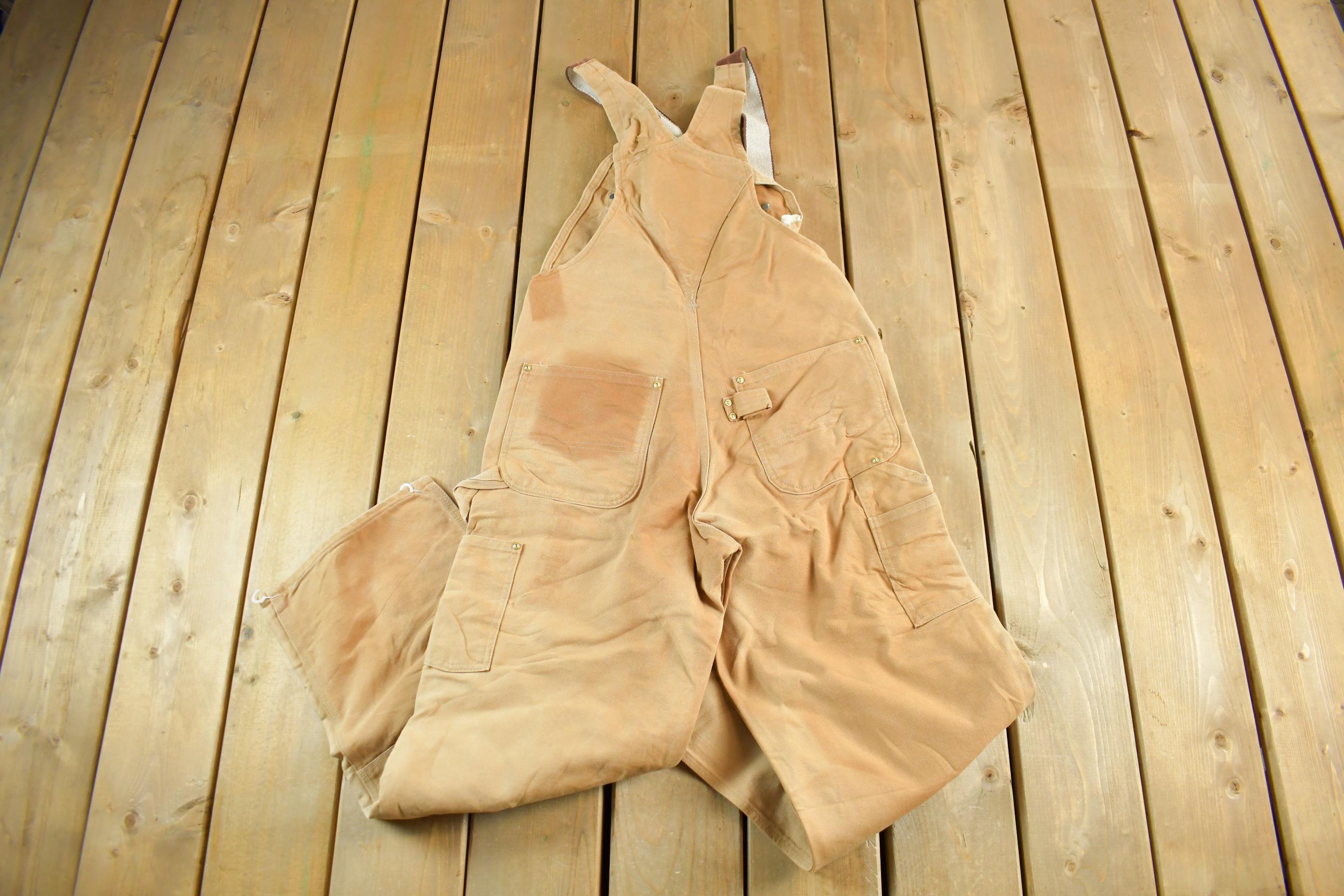 Vintage 1990s Carhartt Double Knee Canvas Overalls Men's Size 32 x 29
