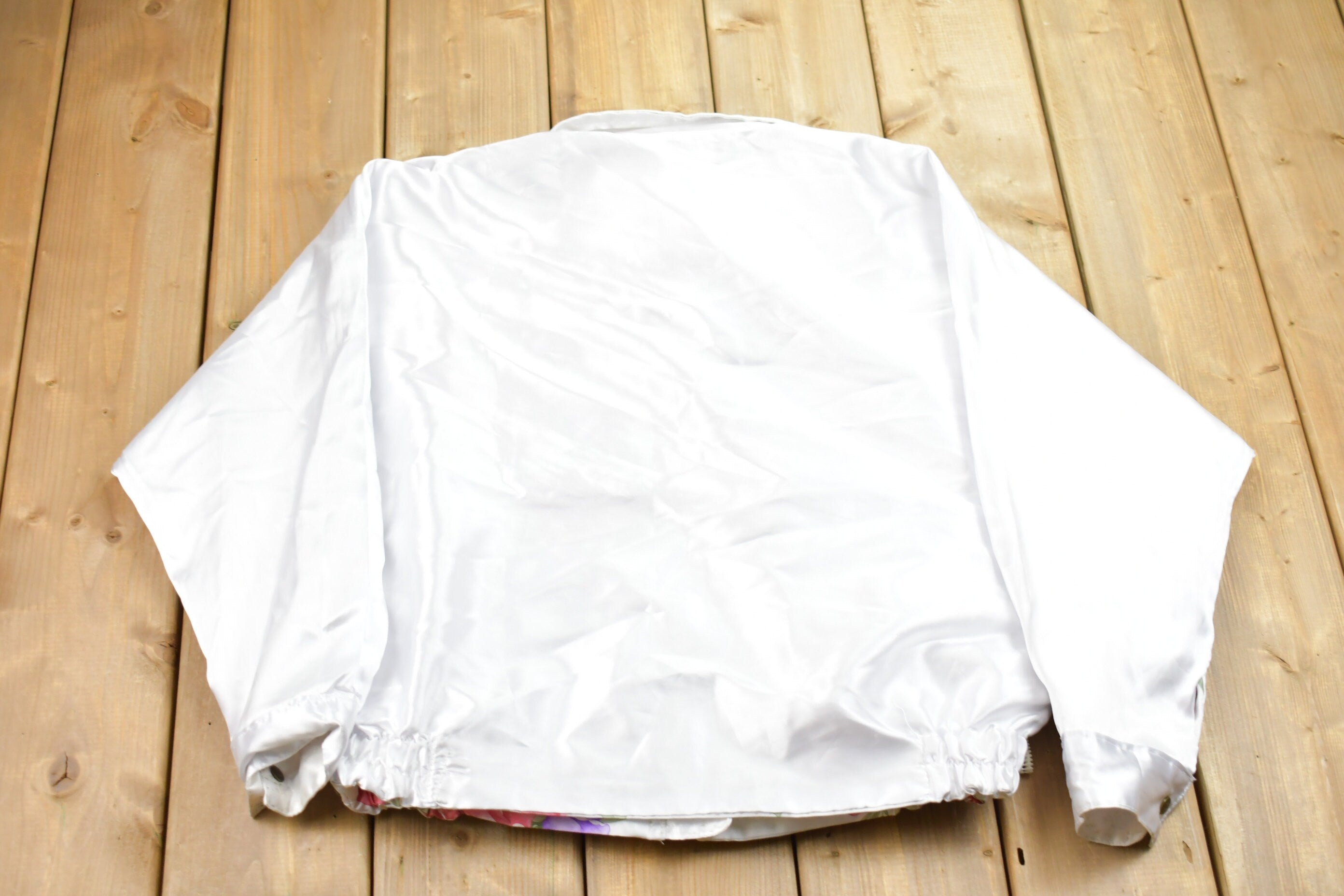 Vintage 1990s Floral Reversible Satin Full Zip Jacket Athleisure Streetwear