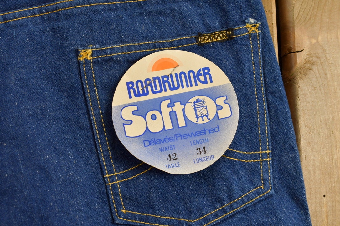 Vintage 1970s Road Runner Flare Jeans Size 38 x 34 / Vintage Denim / Streetwear / Vintage Denim / Vintage Jeans / Dead Stock