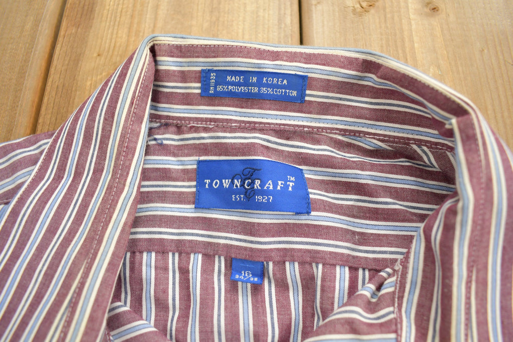 Vintage 1990s Towncraft Striped Button Up Shirt  1990s Button Up  Vintage Flannel  Basic Button Up