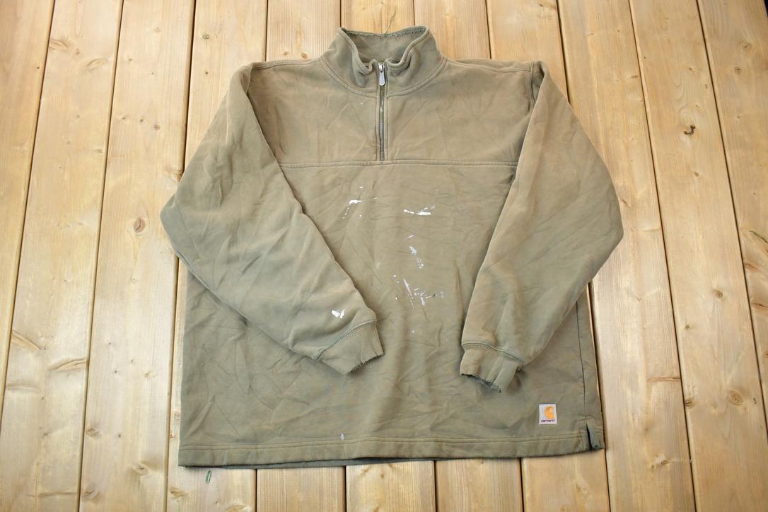 Vintage Distressed Carhartt Quarter Zip Mock Neck Sweatshirt