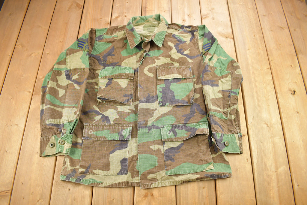 Vintage Military Woodland Camouflaged Button Up Shirt