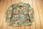 Vintage Military Woodland Camouflaged Button Up Shirt