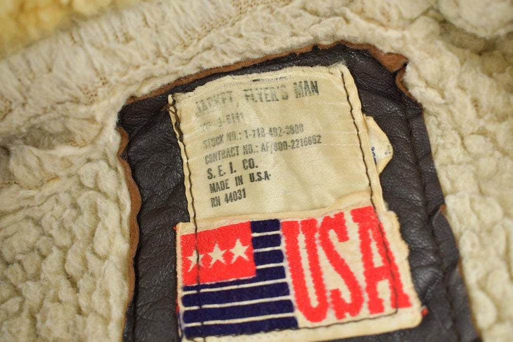 Vintage 1980s Leather Men's Flyer's Jacket Made In USA